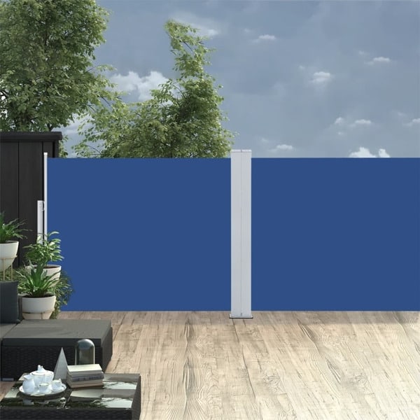 vidaXL Infällbar sidomarkis blå 140x1000 cm Blå