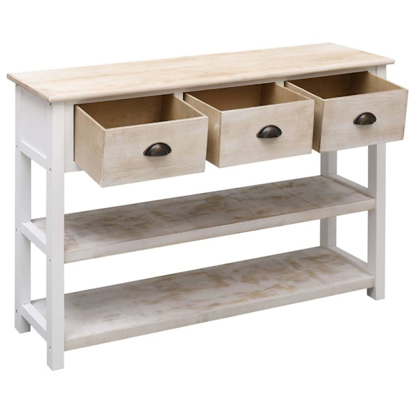 vidaXL Skänk naturlig och vit 115x30x76 cm trä Vit