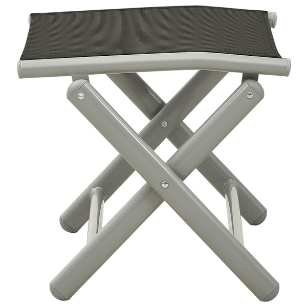 vidaXL Fotpall hopfällbar textilen och aluminium svart och silver Svart