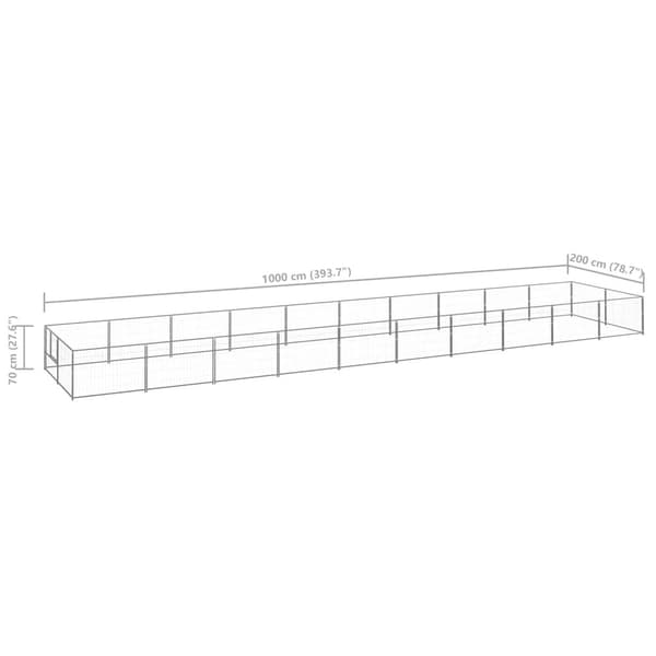 vidaXL Hundgård silver 20 m² stål Silver