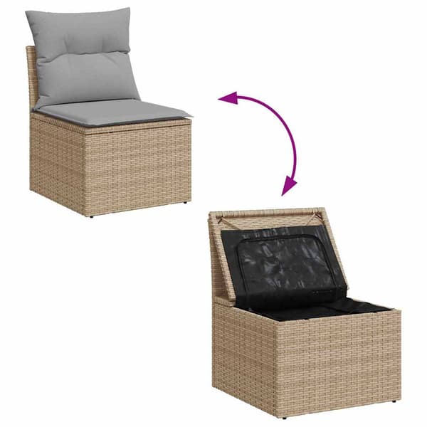 vidaXL Trädgårdsoffset 8 st Beige och Ljusgrå konstrotting Beige