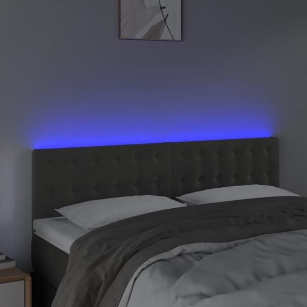 vidaXL Sänggavel LED mörkgrå 144x5x78/88 cm sammet Grå