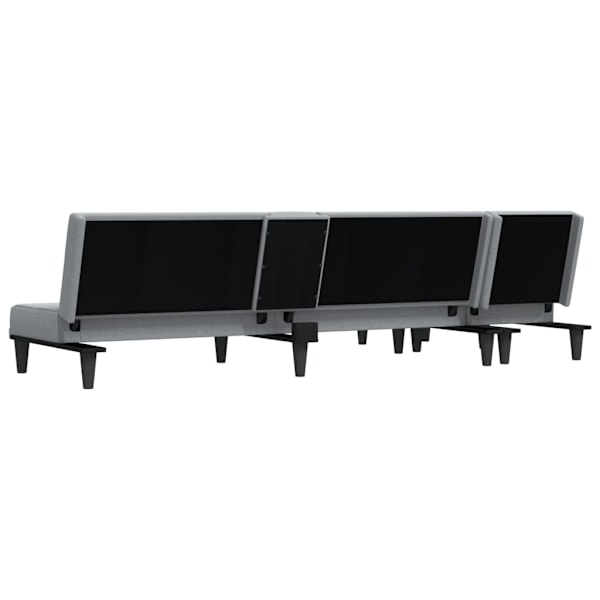 vidaXL L-formad bäddsoffa ljusgrå 255x140x70 cm tyg Grå
