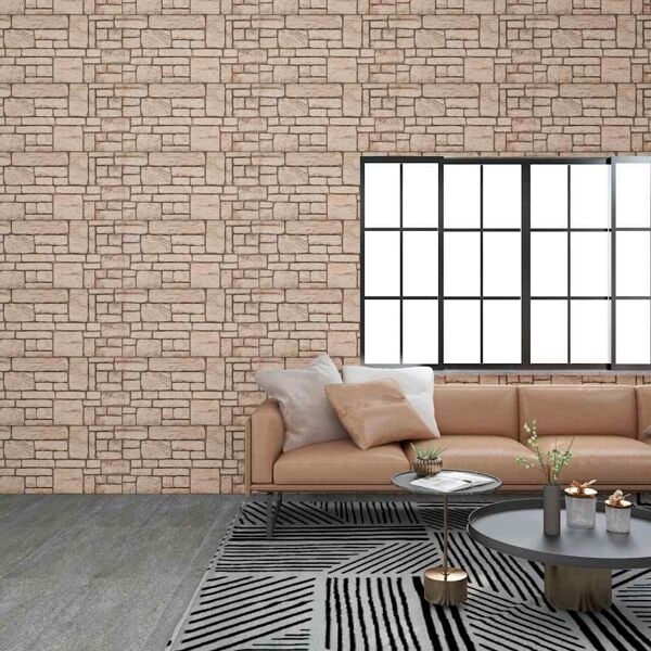 vidaXL Väggpaneler 3D beige tegel 10 st EPS Beige