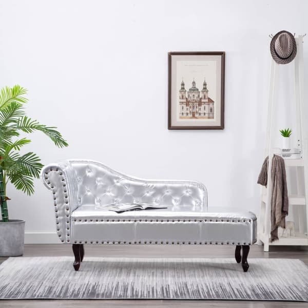 vidaXL Chesterfield divan silver Silver