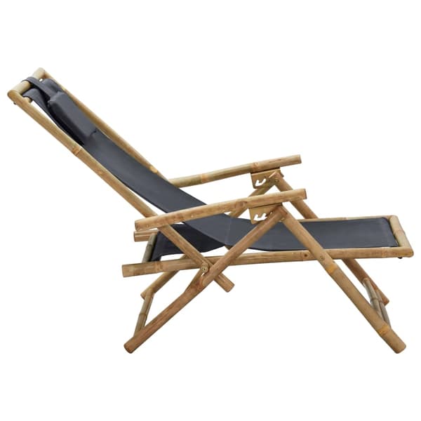 vidaXL Reclinerstol mörkgrå bambu och tyg grå