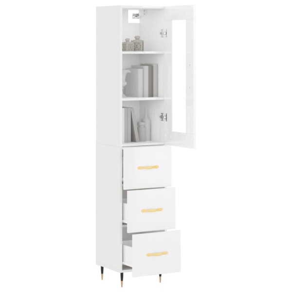 vidaXL Högskåp vit högglans 34,5x34x180 cm konstruerat trä Vit