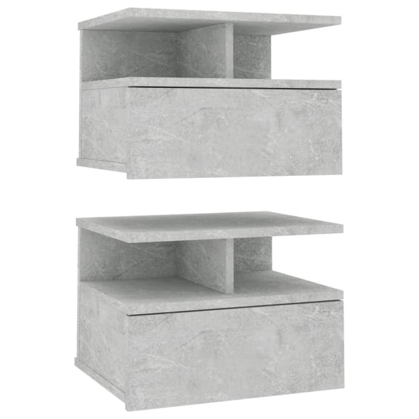 vidaXL Svävande sängbord 2 st betonggrå 40x31x27 cm konstruerat grå