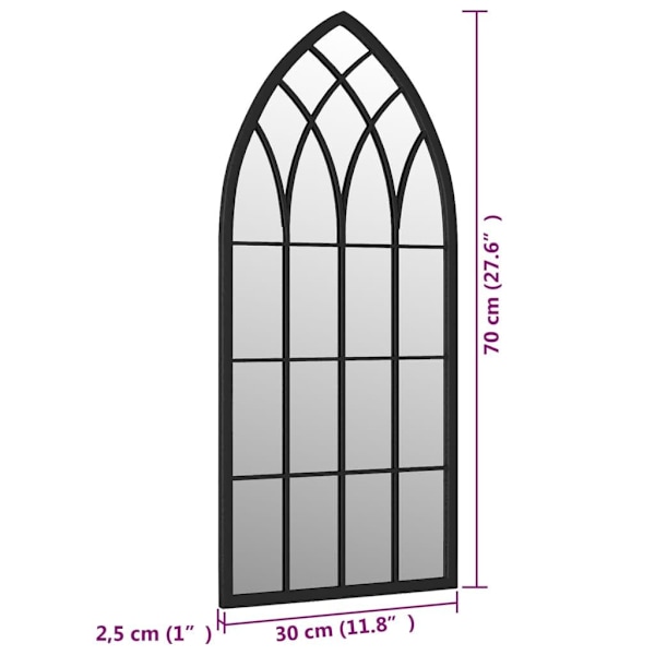 vidaXL Spegel svart 70x30 cm järn för inomhusbruk Svart