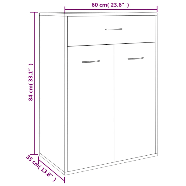 vidaXL Skoskåp sonoma-ek 60x35x84 cm konstruerat trä Brun