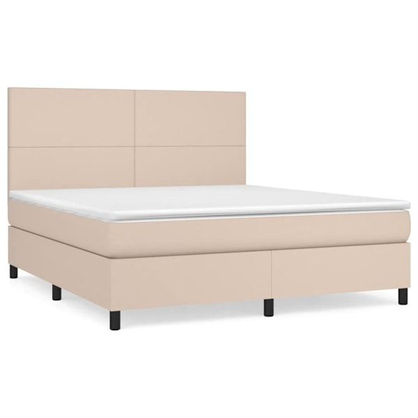 vidaXL Ramsäng med bäddmadrass cappuccino 180x200 cm konstläder Brun