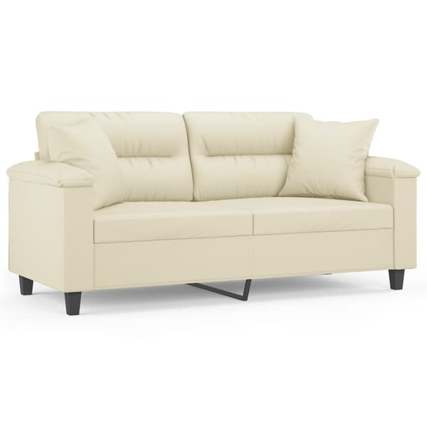 vidaXL 2-sits soffa med prydnadskuddar gräddvit 140 cm konstläder Kräm