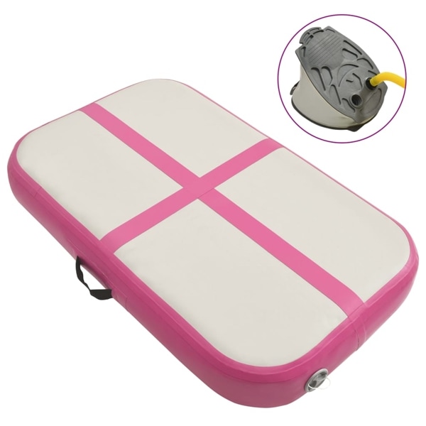 vidaXL Uppblåsbar gymnastikmatta med pump 60x100x15 cm PVC rosa Rosa