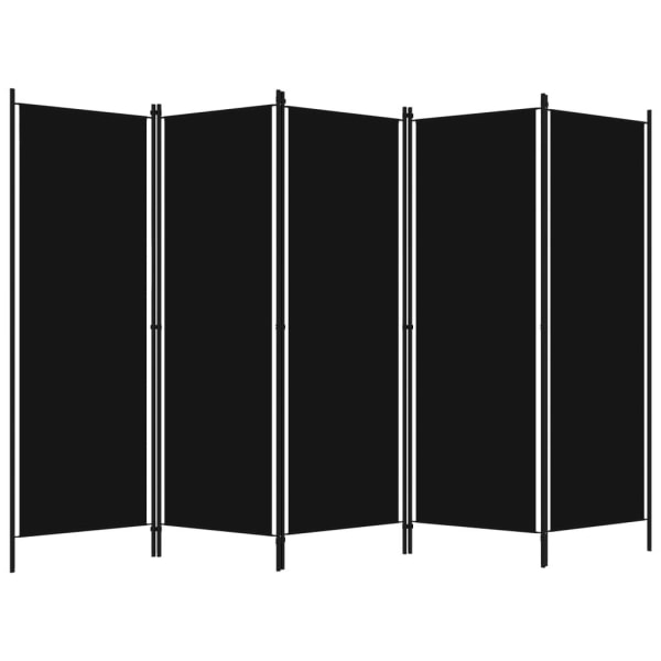 vidaXL Rumsavdelare 5 paneler svart 250x180 cm Svart