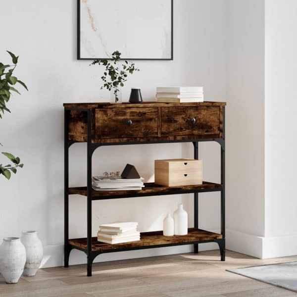vidaXL Avlastningsbord rökfärgad ek 72,5x25x75 cm konstruerat trä Brun