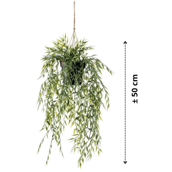 Emerald Konstväxt bambu i kruka hängande 50 cm Grön