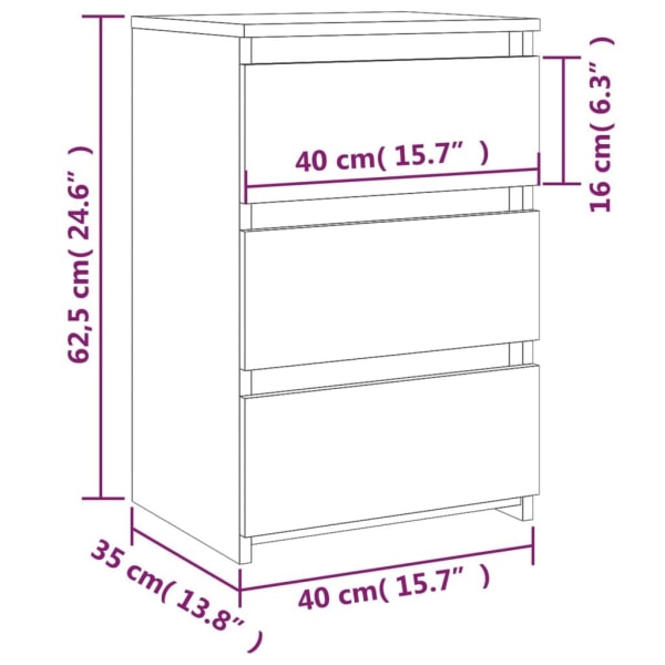 vidaXL Sängbord 2 st brun ek 40x35x62,5 cm konstruerat trä Brun