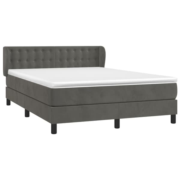 vidaXL Ramsäng med madrass mörkgrå 140x190 cm sammet Grå
