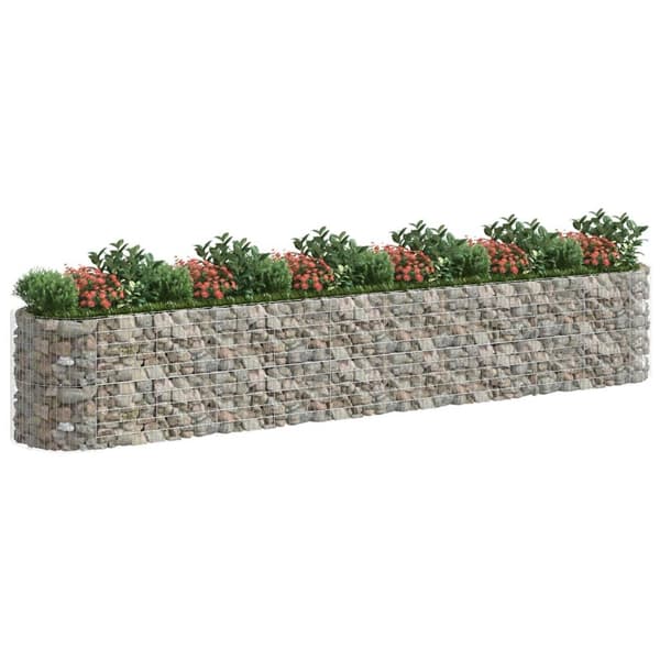 vidaXL Planteringsgabion galvaniserat järn 600x100x100 cm Silver