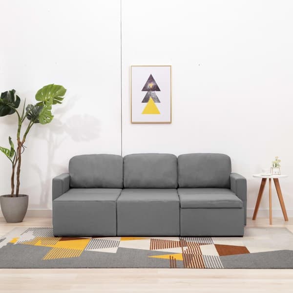 vidaXL Bäddsoffa modulär 3-sits ljusgrå tyg grå