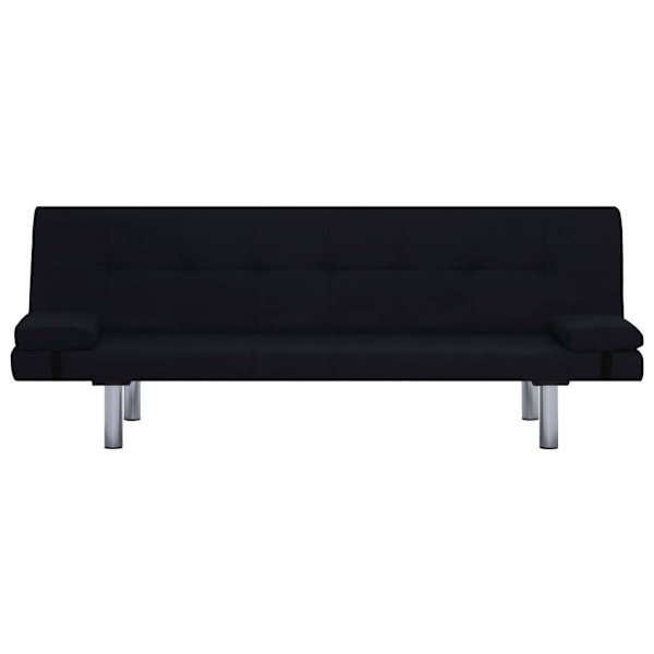 vidaXL Bäddsoffa med två kuddar svart polyester Svart