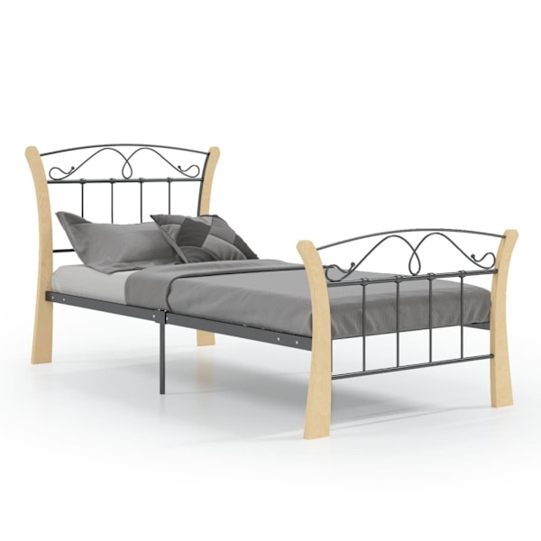vidaXL Sängram utan madrass svart metall 90x200 cm Svart