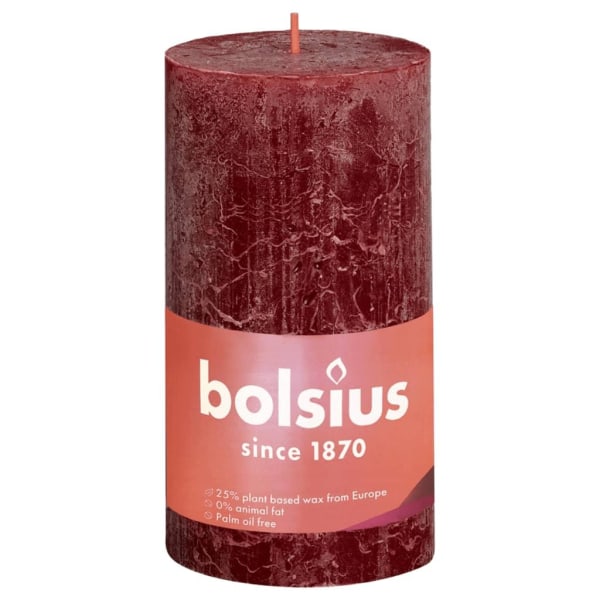 Bolsius Rustika blockljus 4-pack 130x68 mm sammetsröd Röd