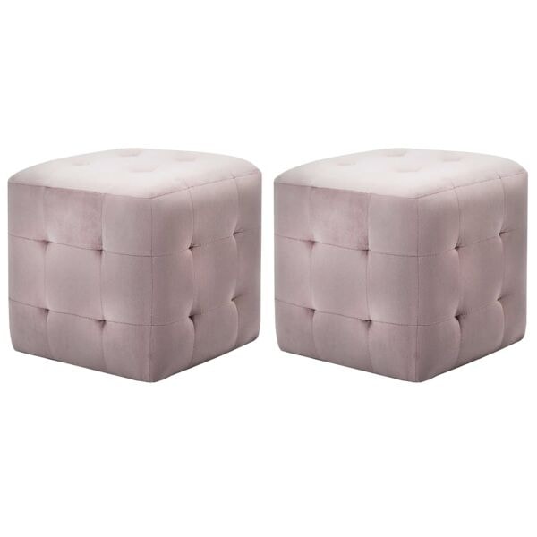vidaXL Sittpuff 2 st rosa 30x30x30 cm sammetstyg Rosa