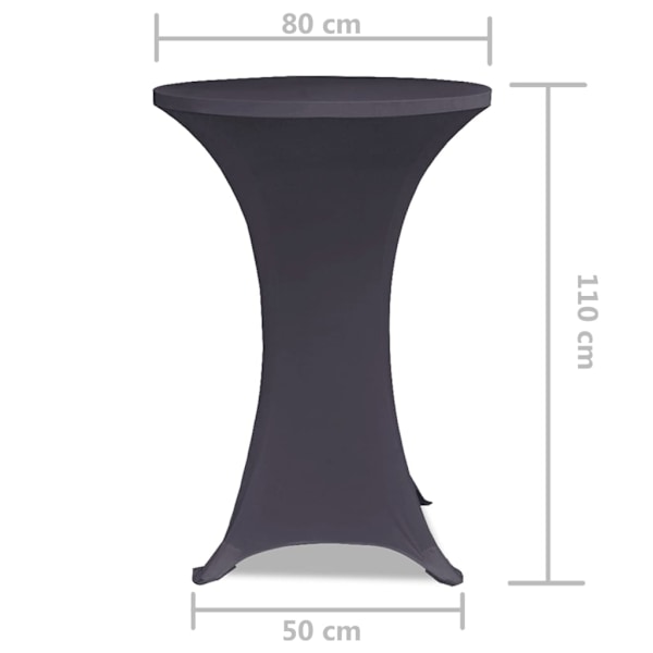 vidaXL Elastiskt bordsöverdrag 2 st 80 cm antracit Antracit