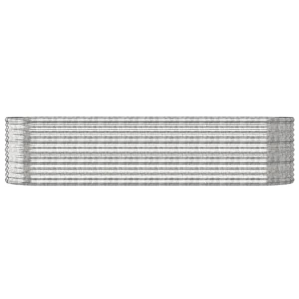 vidaXL Odlingslåda pulverlackerat stål 296x80x68 cm silver Silver