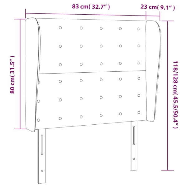 vidaXL Sänggavel med kanter ljusgrå 83x23x118/128 cm tyg Grå