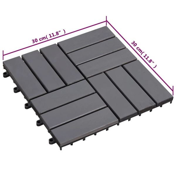 vidaXL Trall 10 st grå 30x30 cm massivt akaciaträ grå