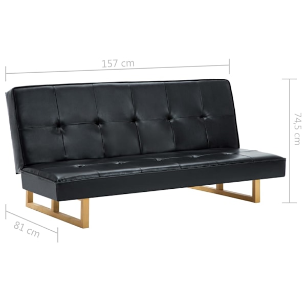 vidaXL Bäddsoffa konstläder svart Svart