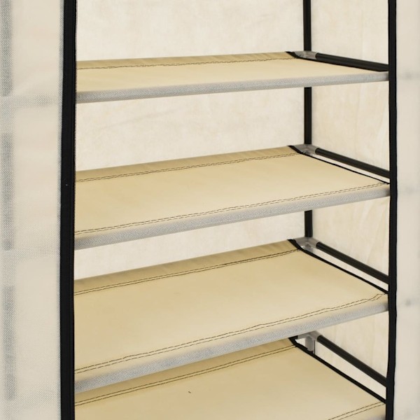 vidaXL Skoförvaring med överdrag gräddvit 58x28x106 cm tyg Creme