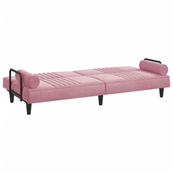 vidaXL Bäddsoffa med armstöd rosa sammet Rosa