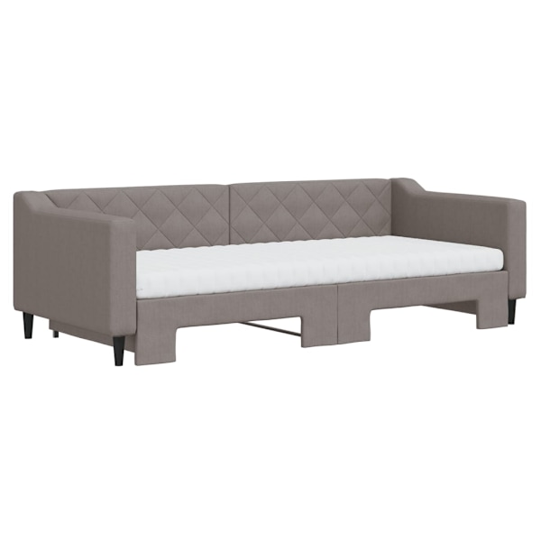 vidaXL Dagbädd utdragbar med madrasser taupe 90x200 cm tyg Taupe