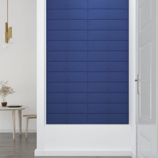 vidaXL Väggpaneler 12 st blå 60x15 cm tyg 1,08 m Blå