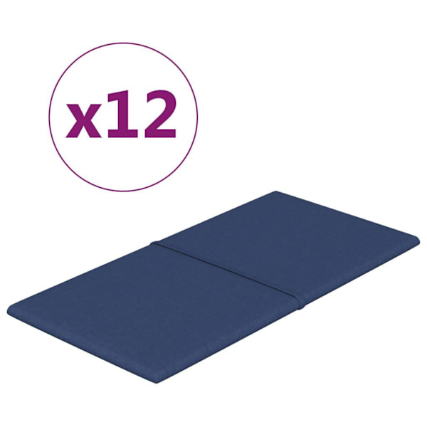 vidaXL Väggpaneler 12 st blå 60x30 cm tyg 2,16 m² Blå