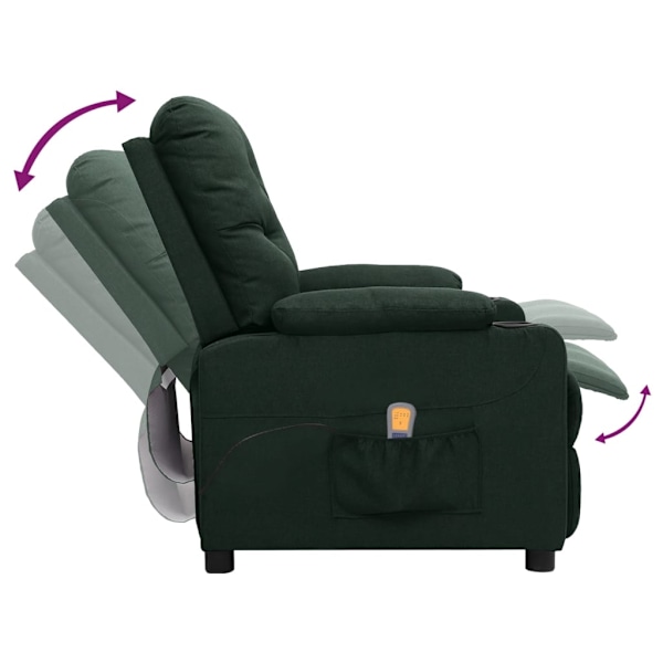 vidaXL Massagefåtölj mörkgrön tyg Grön