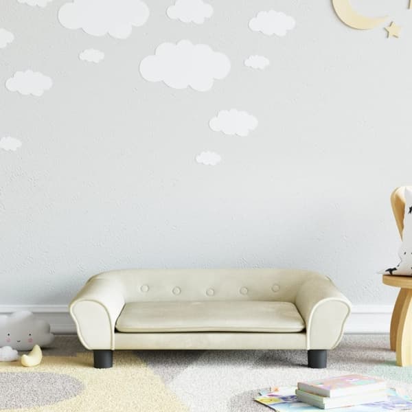 vidaXL Barnsoffa gräddvit 70x45x26 cm sammet Kräm