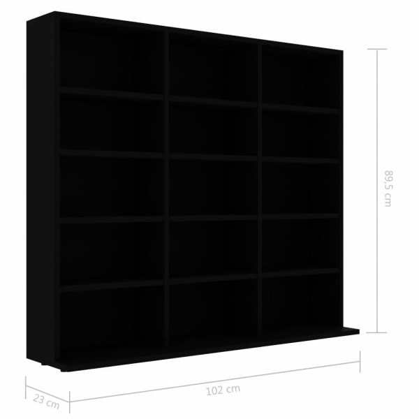 vidaXL CD-hylla svart 102x23x89,5 cm konstruerat trä Svart