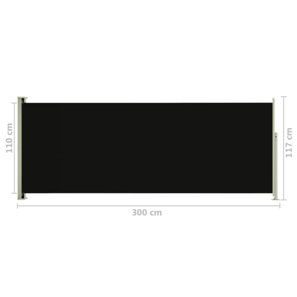 vidaXL Infällbar sidomarkis 117x300 cm svart Svart