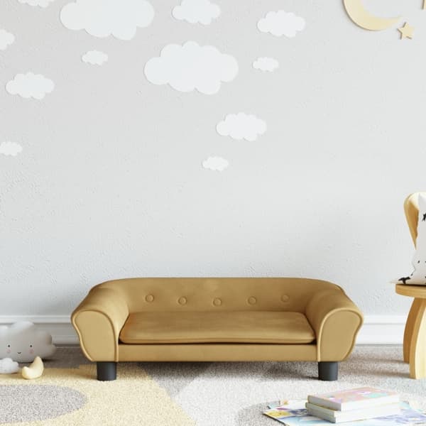 vidaXL Barnsoffa brun 70x45x26 cm sammet Brun