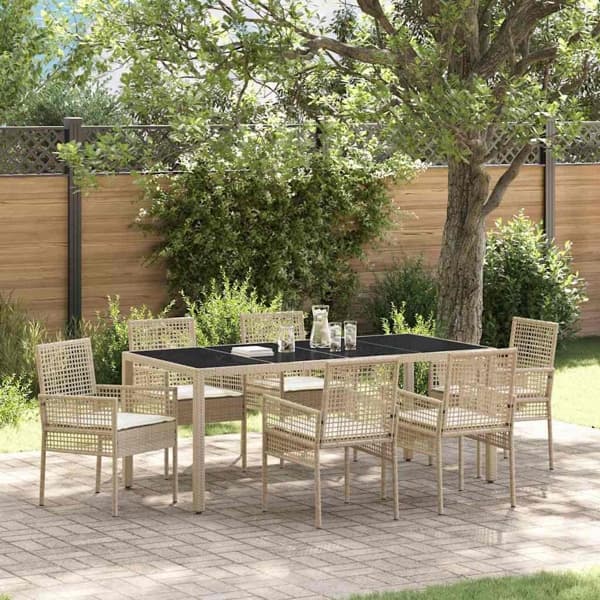 vidaXL Trädgårdsmöbelset 7 st Beige konstrotting Beige