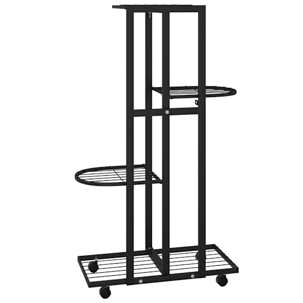 vidaXL Växtställ på hjul 4 hyllor 44x23x80 cm svart järn Svart