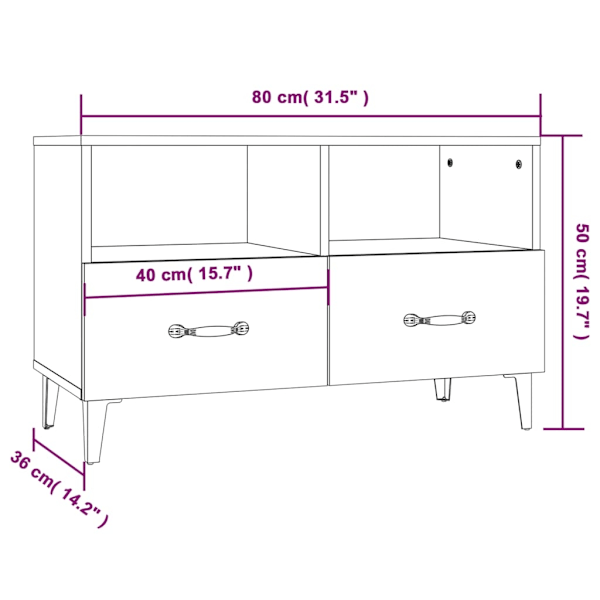 vidaXL Tv-bänk svart 80x36x50 cm konstruerat trä Svart