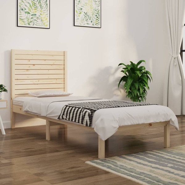 vidaXL Sängram massivt trä 90x190 cm Brun