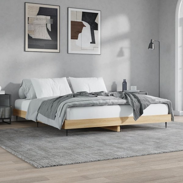 vidaXL Sängram utan madrass sonoma-ek 160x200 cm konstruerad trä Brun