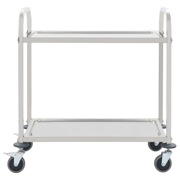 vidaXL Serveringsvagn 2 våningar 96,5x55x90 cm rostfritt stål Silver