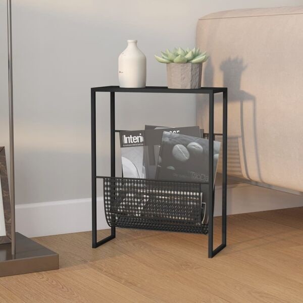 vidaXL Tidningsställ svart 35x15x45 cm stål Svart